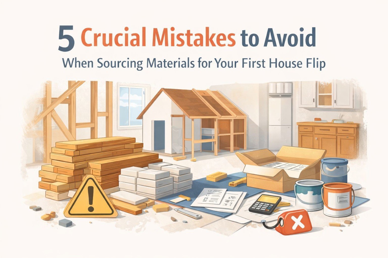 5 Crucial mistakes to avoid when sourcing materials for your first house flip